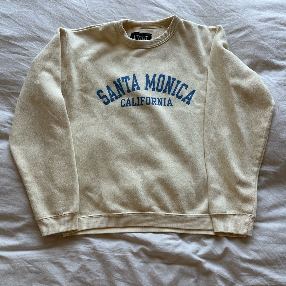 Butter Yellow and Blue Crewneck Sweater Collegiate Style